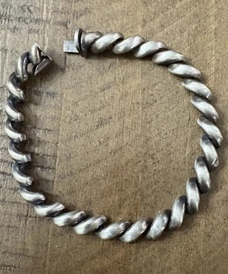 Vintage Milor Sterling Silver San Marco Macaroni Chunky Link  Bracelet 7.5 
