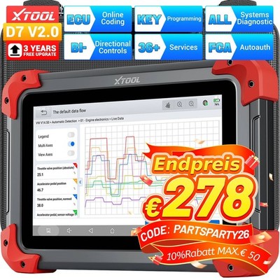 XTOOL D7 2.0 OBD2-Scanner Bidirektionales ECU-Codierungs Schlüsselprogrammierung