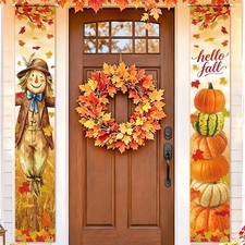 Hello Fall Porch Decor Autumn Harvest Door Banner Seasonal Decor