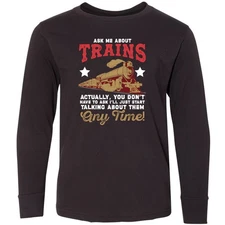 Inktastic Model Trains Steam Trains Youth Long Sleeve T-Shirt Lover Toy Apparel