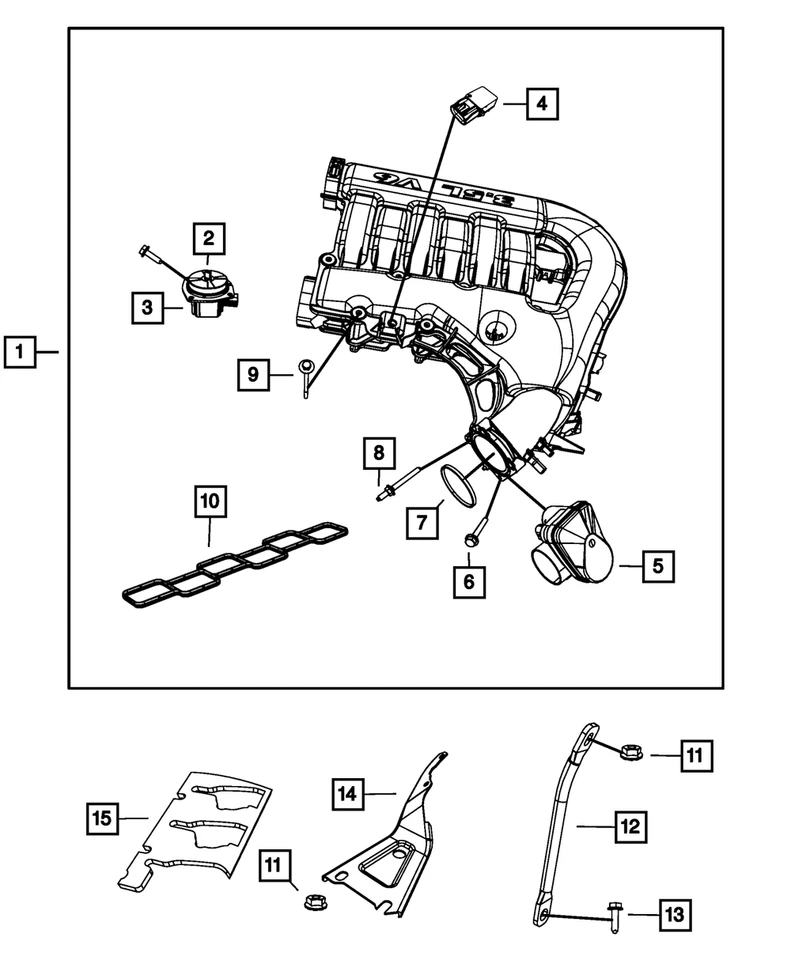 Actuador de válvula de funcionamiento corto de admisión Mopar genuino 4593839AB Foto 3 de 3