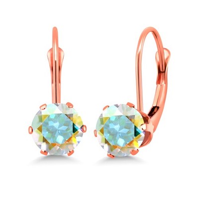 2.00 Ct Round Mercury Mist Mystic Topaz Brass Rose Gold Plated Brass Earrings
