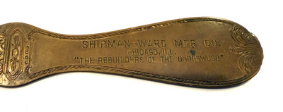 Antique Adv Letter Opener - SHIPMAN-WARD Mfg Rebuilding UNDERWOOD Typewriters