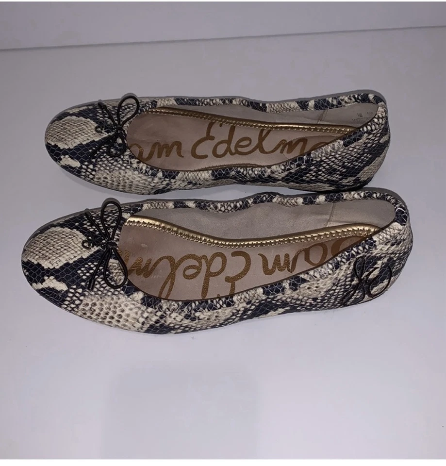Pisos de ballet de cuero con estampado de serpiente Felicia talla 7 Sam Edelman Foto 4 de 4