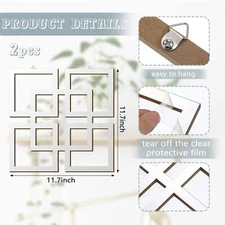 Wall Mount Home Mirror 2 Pieces Silver Square Decorative Mirror For Bedroom Livi