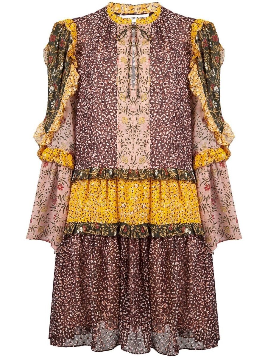 送料込/関税込■Ulla Johnson■Eleni リネン レース ミニドレス Ulla Johnson Multicolor Floral Essie Tiered Mini Dress Size