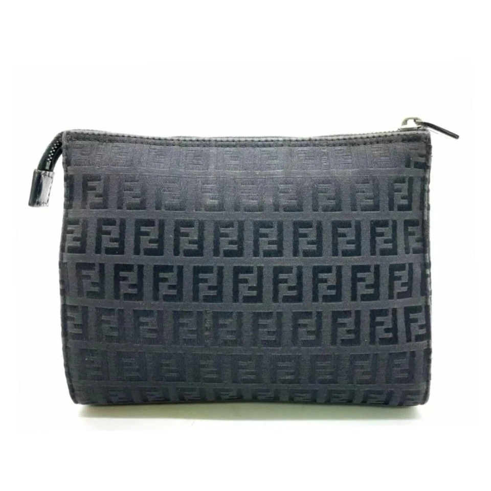 Fendi Zucca Patrón Calabacín Lona Nylon Negro Bolsa 80-012625 Foto 4 de 4