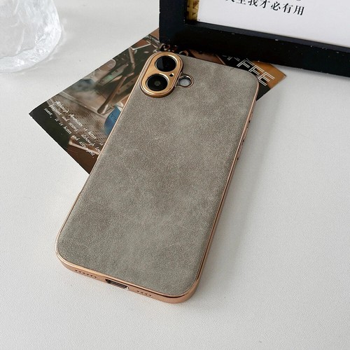 Custodia telefono struttura pelle placcata per iPhone 16 15 14 13 12 Pro Max Plus - Foto 4 di 22
