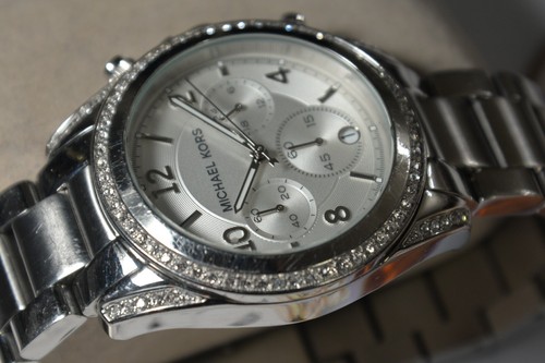 Schöne gebrauchte Michael Kors MK-5165 S.S. Quarz Damen Chronograph Uhr mit Datum - Bild 3 von 11