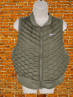 WOMENS NIKE AEROLOFT RUNNING XLARGE KHAKI QUILTED ACTIVE SPORT GILET JACKET XL