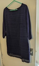 White Stuff Purple Dress Ladies UK Size 10 Lace over Lay Scalloped Edge