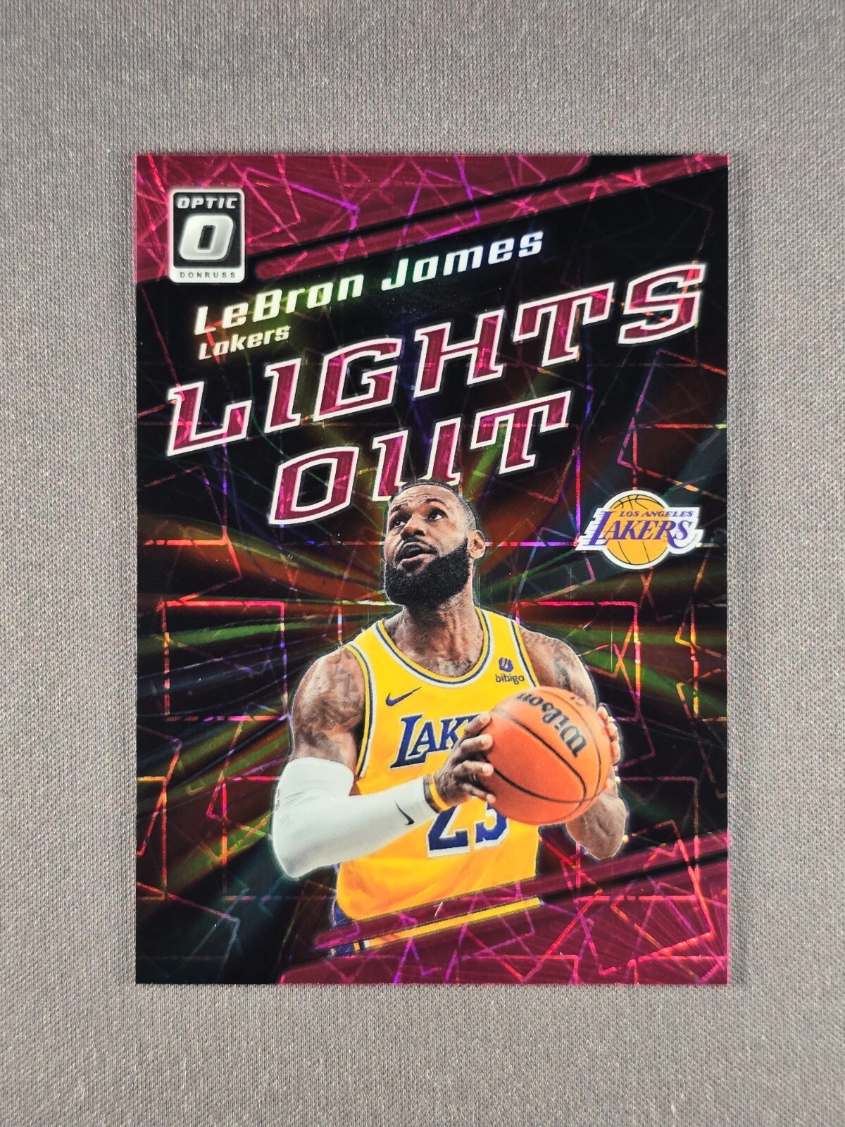 2023 Panini Donruss Optic Lights Out #10 LeBron James /79 Pink Velocity Prizm