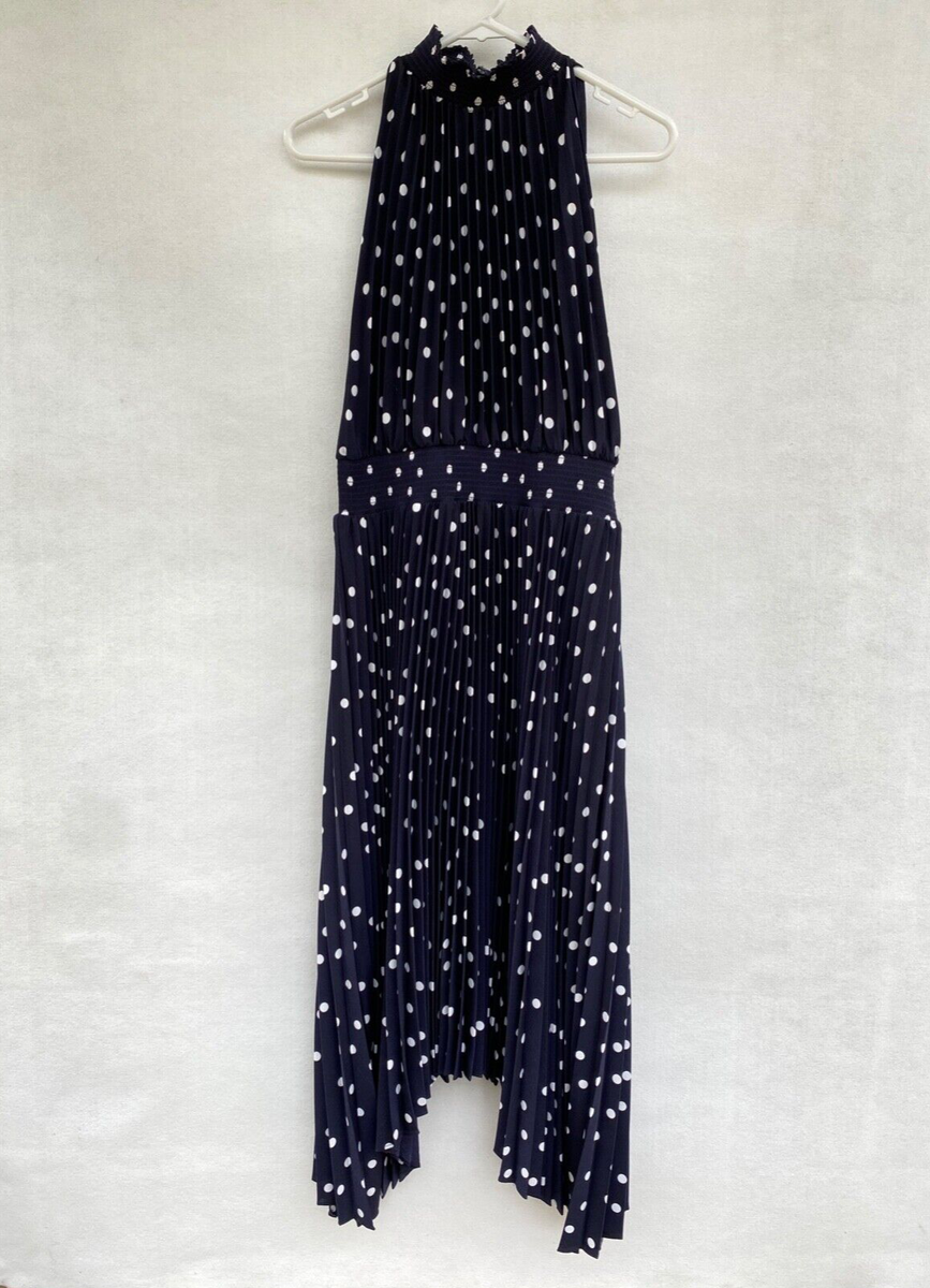Womens Witchery Polka Dot Halter Neck Asymmetrical Pleated Midi Dress Size 10 | eBay Australia Womens Witchery Polka Dot Halter Neck Asymmetrical Pleated Midi Dress Size 10 | eBay Australia