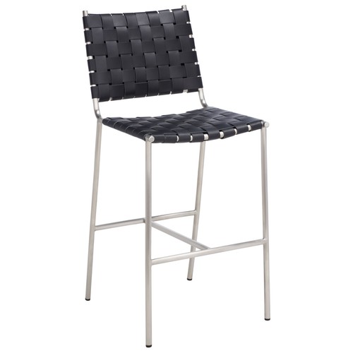 SAFAVIEH Olenna Woven Counter Stool | Black / Silver | - Picture 2 of 10