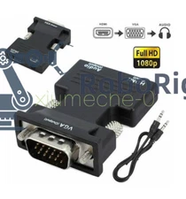 HDMI Female to VGA Male Converter+Audio Cable Support 1080P Signal Output