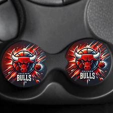 Chicago Bulls Inspired Set of 2 Neoprene Car Coasters