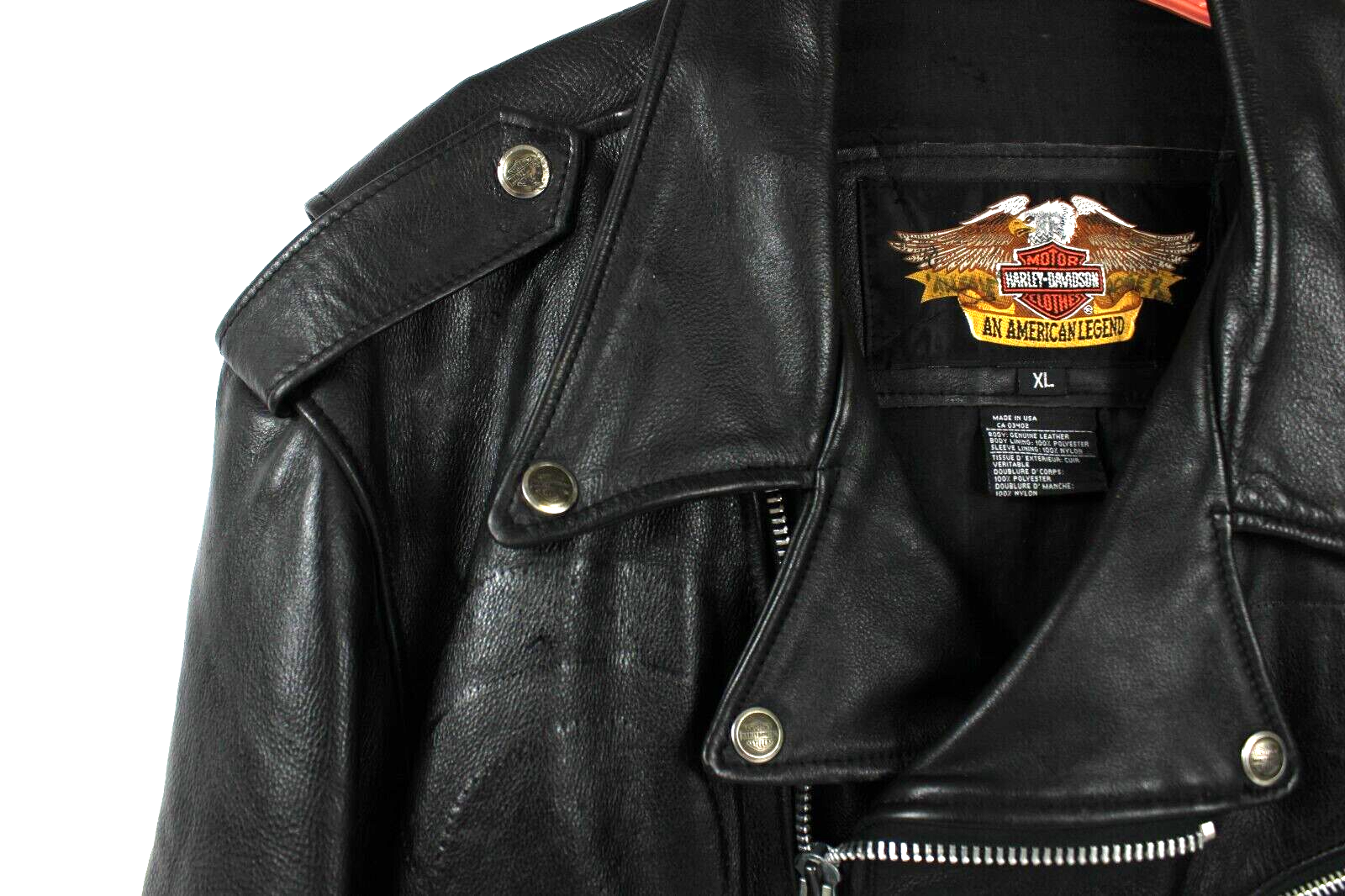 Vintage Harley Davidson Men's XL Black Leather Riding Jacket Tassel