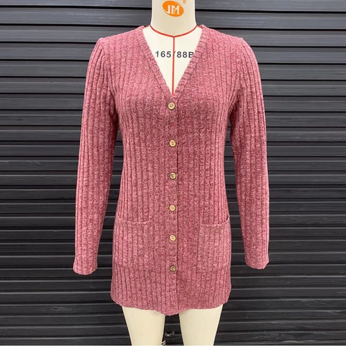 Damen Strickjacke Langarm vorne offen drapiert Pullover Knopfleiste Basic Cardigan - Bild 16 von 32