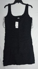 COTTON ON Scrunchie Bodycon Mini Dress Textured Black Scoop Neck Size Medium