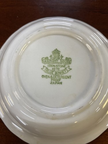Vintage Harmony 4 Pc Blue Bonnet 10 1/4 Dinner /6” Saucer Plater / Cereal Bowl - Picture 5 of 5