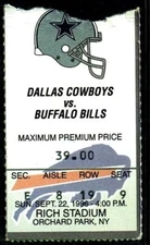 1994 FOOTBALL TICKET COWBOYS BILLS EMMITT SMITH TD #103 THURMAN THOMAS TD #77