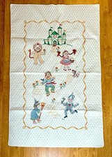 Vintage Crib Quilt Wizard Of Oz Embroidered Quilt Dorothy Lion Bucilla Tin Man