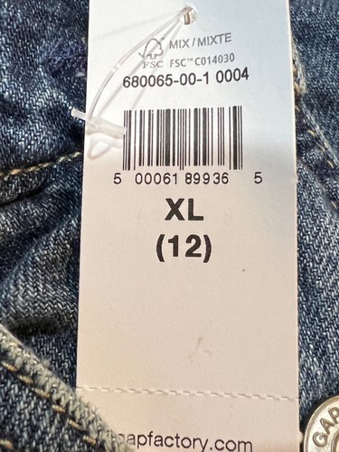 NWT GAP Girls Denim Shortalls Sz L(10)-XL(12) Medium Wash #680085 - Picture 11 of 11