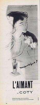 REKLAME WERBUNG 074 1957 COTY l'Aimant Parfum Eau de Cologne i