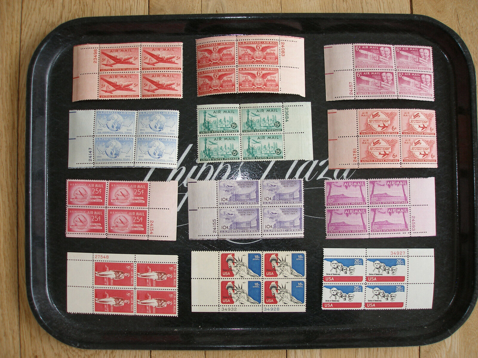 Twelve Older US Airmail Plate Blocks - All Mint, Original Gum, N