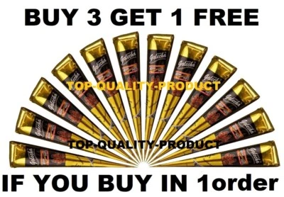 GOLECHA 12 x Organic Black Henna Mehandi Tattoo Cones Instant Black henna Paste Cones UK