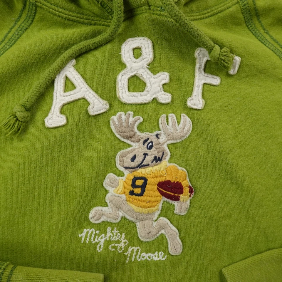 Винтажный Abercrombie Fitch толстовка с капюшоном женщин M зеленый лось аппликация толстовка гранж Y2K - Изображение 4 из 4