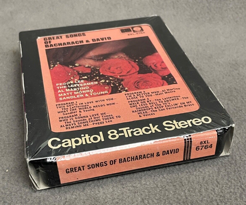 Bacharach & David Great Songs 8 Track Cassette Peggy Lee, Lettermen, Sealed - Picture 2 of 3