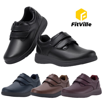 FitVille Diabetiker Schuhe Damen Extra Weit Leder Schuhe Hausschuhen Verstellbar
