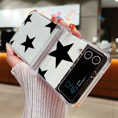 For Samsung Z Flip6 Flip5 Flip4 Flip3 Stars Clear PC Hard Shockproof Case Cover