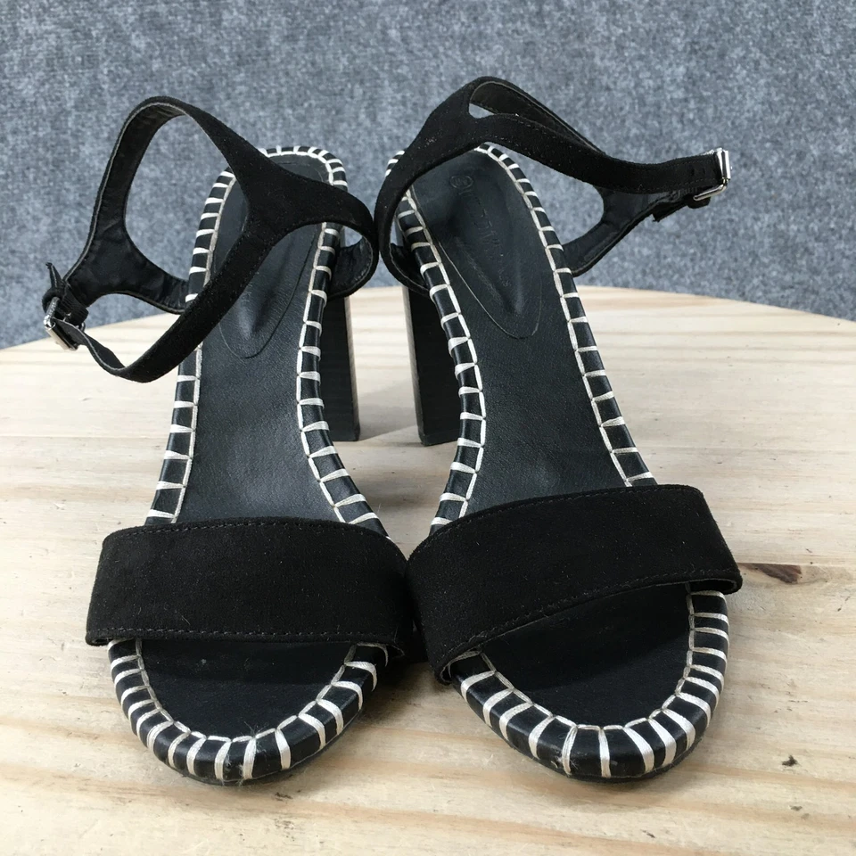 Sandalias Wild Diva para mujer 8,5 correas al tobillo negras punta abierta informales hebilla de tacón Foto 4 de 4