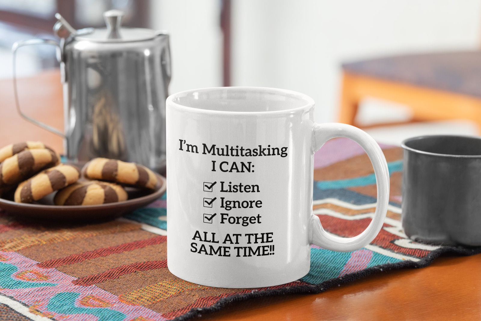 Funny Multitasking Coffee Mug - Listen Ignore Forget Ideal Gift