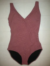 GOTTEX Rose Taupe African  Escape 1 Pc V Neck Surplice Style Swimsuit Sz 18 NWT