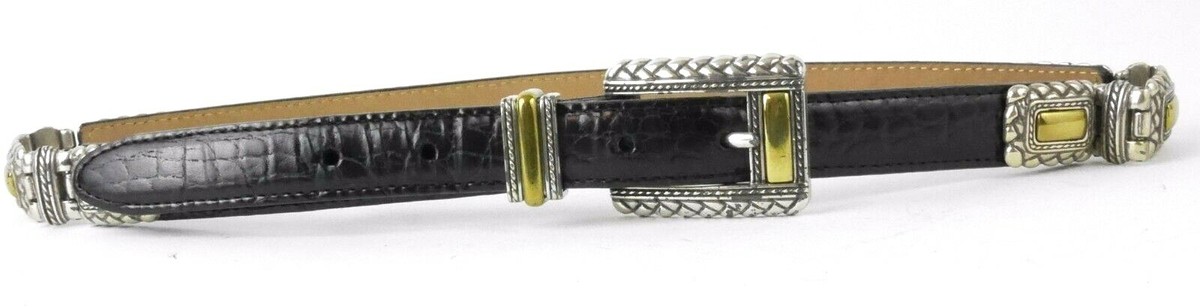 Brighton Black crocodile Belt with silver Golf Charms Buckle size M/L 32 Brighton Women main image 2