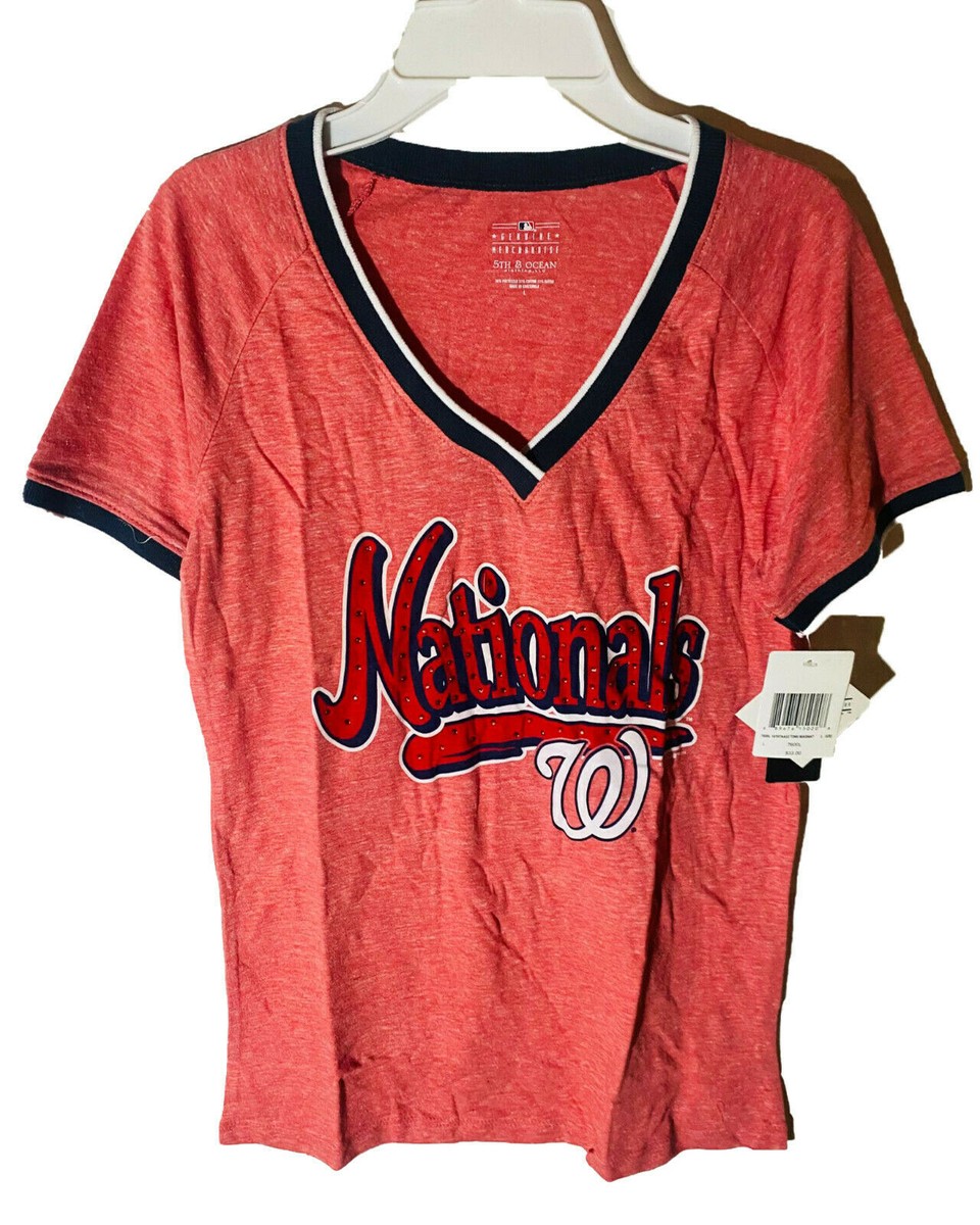 New Era Women's Washington Nationals V-Neck Short-Sleeve T-Shirt