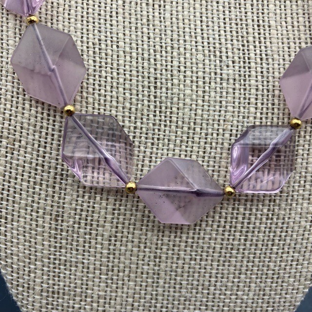 Translucent Purple Necklace Flat Cube Acrylic Gol… - image 3