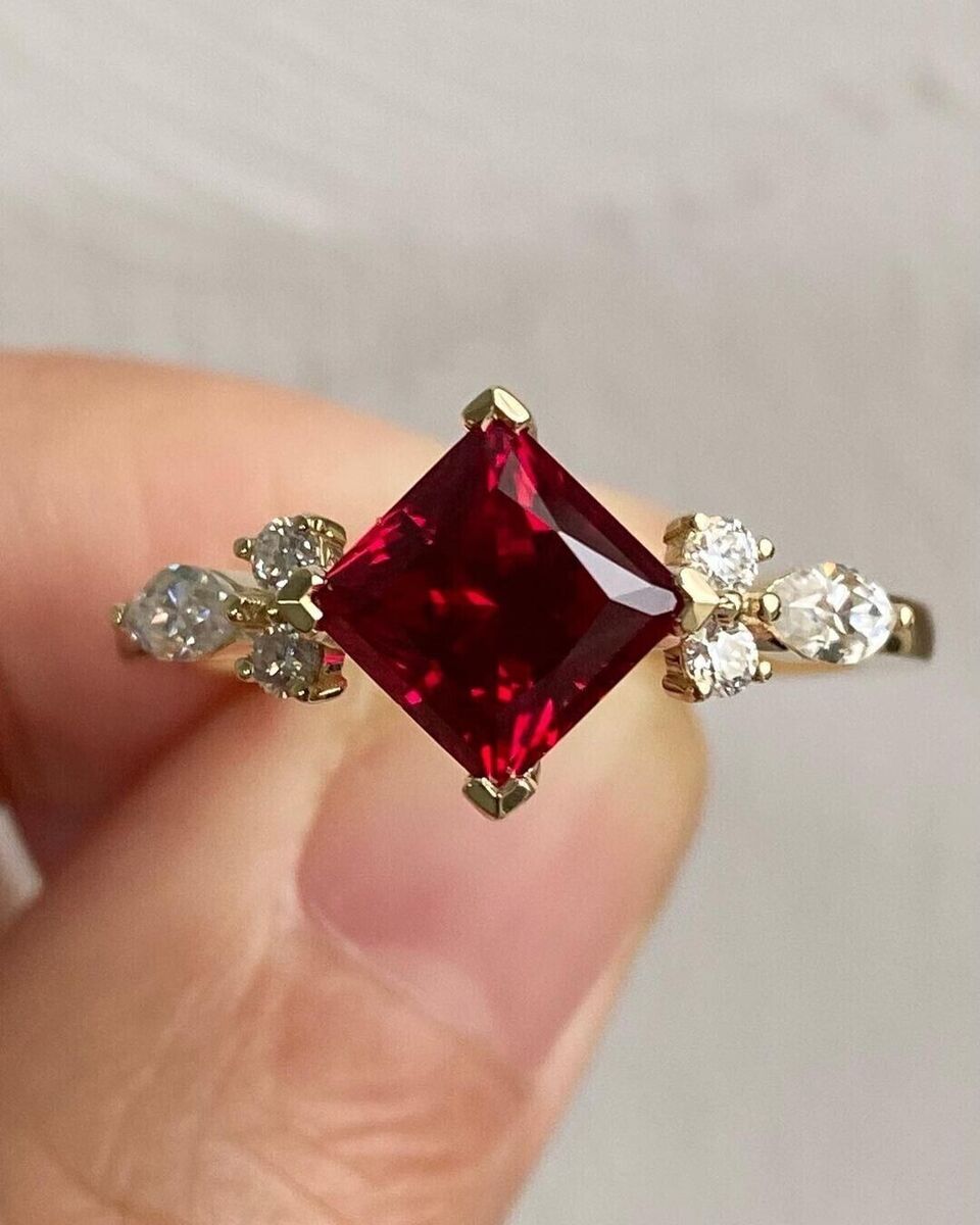 Three Stone Diamond & Natural Ruby Ring 1.00 Ct. Tw. – WORLDJEWELS
