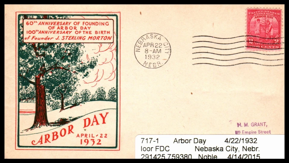 717-1 Arbor Day FDC, Harry Ioor Cachet, VFC, Sealed. - Image 2 of 4