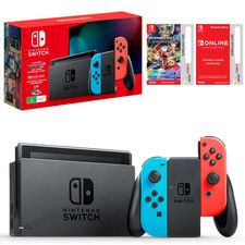 Nintendo Switch Neon Joy-Con Console + Mario Kart 8 Deluxe & Online Membership