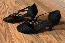 Angelo Luzio Ladies Ballroom Shoes Black Satin Size 6