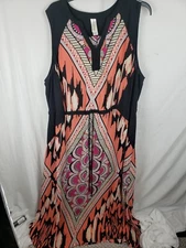 Pure Energy Orange Multicolored Sleeveless Maxi Dress Sz 3X