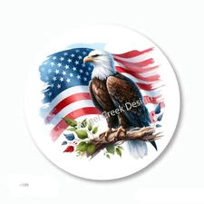 USA Flag American Bald Eagle Patriotic Favors Scrapbook Stickers Envelope Seals