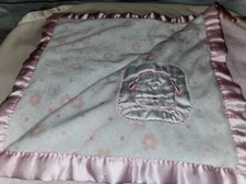 Nuby Lamb Pink White Floral Flowers Blanket Satin Trim Lovey Baby Girl Plush