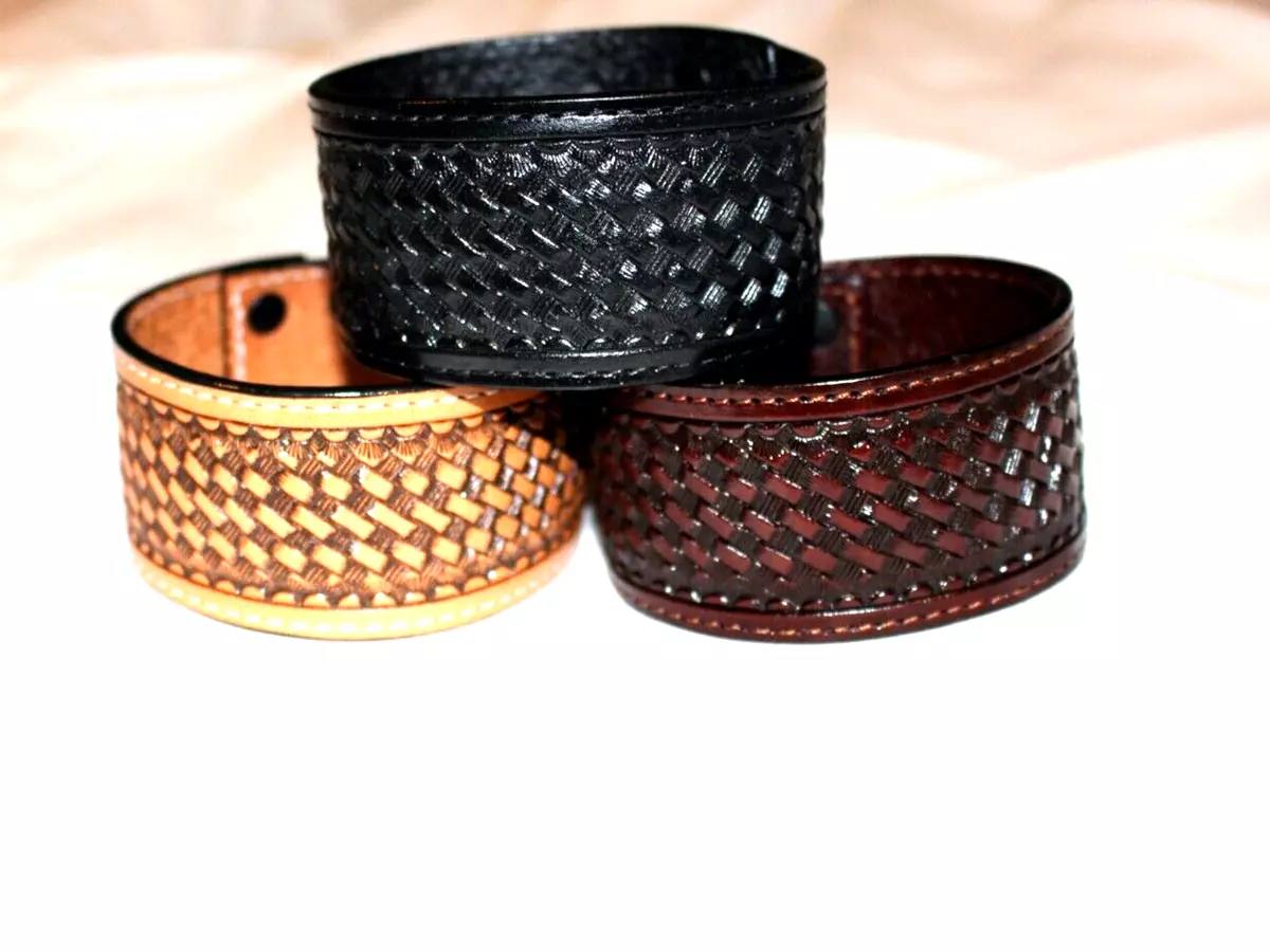 Mens leather hotsell bracelet ebay