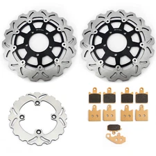Ninja ZX6R ZX600 2007-2012 Front Rear Brake Rotors Discs+Pads For Kawasaki Wave