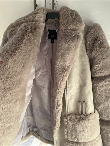 Size 10 Fur Jacket Coat River Island - Picture 3 of 3